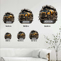 Construction truck metal sign size guide showing multiple available square size options