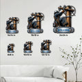 Lineman metal sign size guide showing six available square sizes from 8 by 8 to 24 by 24 inches