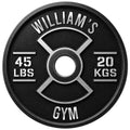 Custom gym weight plate metal sign with black and silver design for strength training wall decor