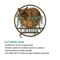 Burmese cat cut metal sign shown with an indoor or outdoor display and installation feature guide