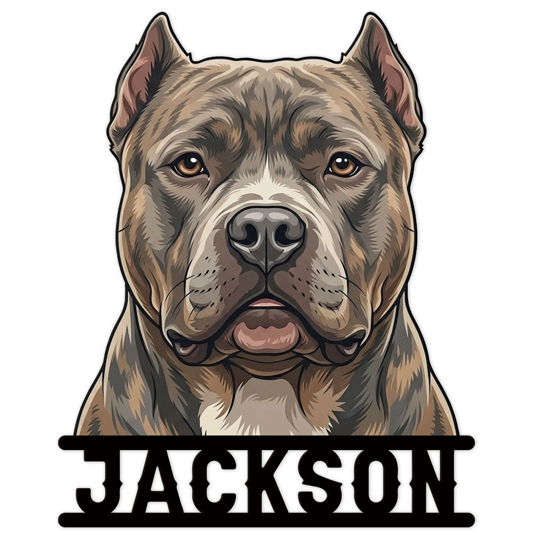 Custom American Bully metal sign featuring a detailed front-facing bully dog portrait and bold wall decor design