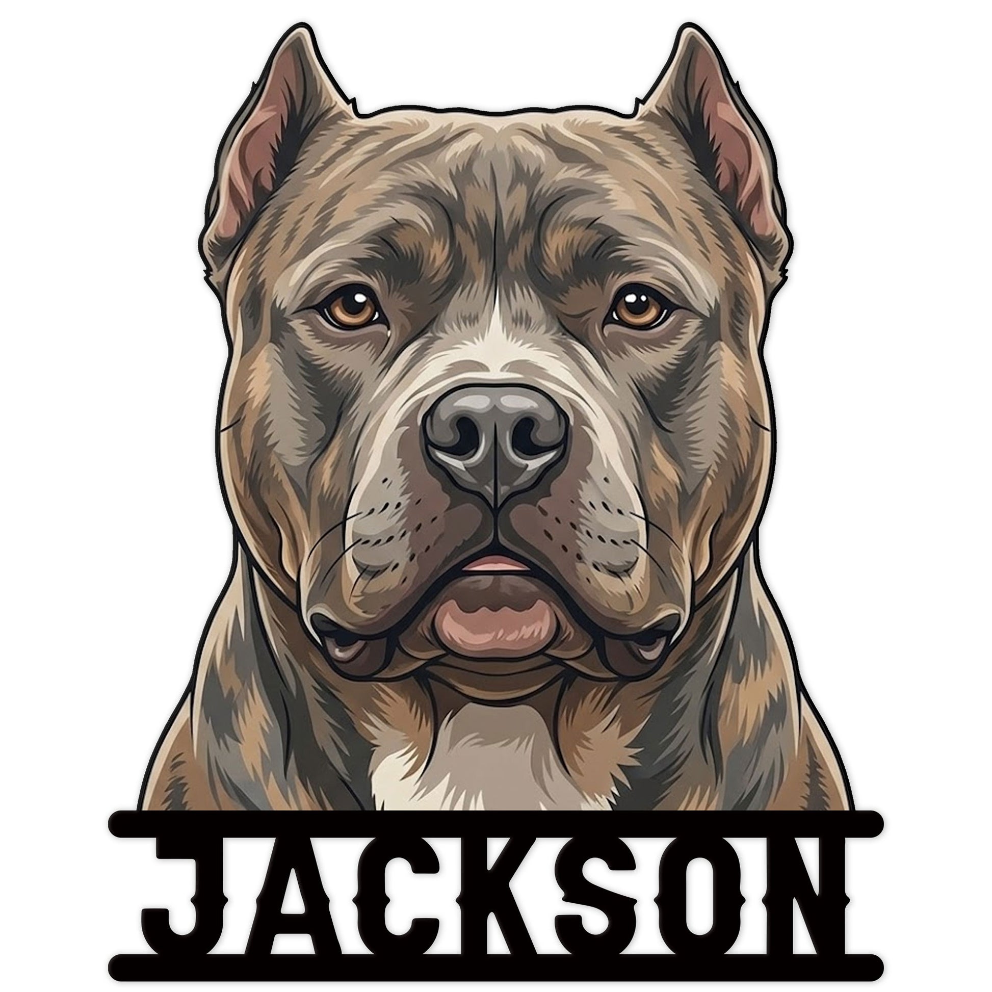 Custom American Bully metal sign featuring a detailed front-facing bully dog portrait and bold wall decor design