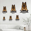 Belgian Shepherd metal sign size guide showing available sizes from 8 by 8 to 24 by 24 inches
