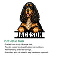 English Cocker Spaniel cut metal sign feature guide showing the dog artwork and display options