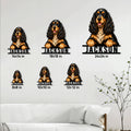 English Cocker Spaniel metal sign size guide showing six available square size options