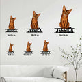 Abyssinian cat metal sign size guide showing square options from 8x8 to 24x24 inches