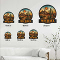 Size comparison showing Southwestern cactus metal signs in multiple wall decor dimensions