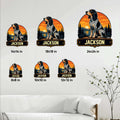 Bluetick Coonhound metal sign size guide showing six available square size options