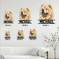 Chow Chow metal sign size guide showing several square size options displayed in a living room setting