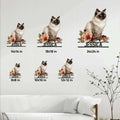 Birman cat metal sign size guide showing 8x8, 10x10, 12x12, 14x14, 18x18, and 24x24 inch options