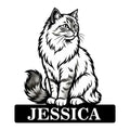 Custom Birman cat metal sign featuring a detailed long-haired cat portrait and bold black base