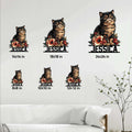 Exotic Shorthair cat metal sign size guide showing options from 8 by 8 to 24 by 24 inches