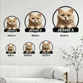 British Shorthair cat sign shown in multiple size options above a living room sofa