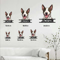 Bull Terrier metal sign size guide showing available square dimensions from 8x8 to 24x24 inches