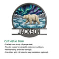 Polar bear metal sign feature graphic displaying the Arctic artwork and cut-metal sign presentation