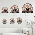 Makeup artist metal sign size guide showing six available square size options from 8 by 8 to 24 by 24 inches