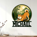 Shiba Inu wall sign displayed on a white paneled wall as dog lover home decor