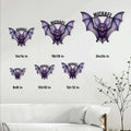 Bat metal sign size guide showing multiple display sizes from 8x8 inches to 24x24 inches