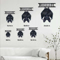 Bat metal sign size guide showing available square sizes from 8 by 8 inches to 24 by 24 inches