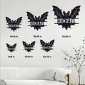 Bat metal sign size guide showing display options from 8 by 8 inches to 24 by 24 inches