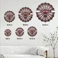 Spider web metal sign size guide showing available square sizes from 8 by 8 to 24 by 24 inches
