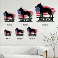 Dogo Argentino metal sign size guide showing available square sizes from 8x8 to 24x24 inches