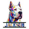 Colorful Dogo Argentino portrait metal sign with bold cutout wall decor design