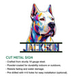Dogo Argentino metal sign feature graphic showing the colorful dog portrait and cutout design