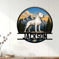 Dogo Argentino wall sign displayed on a white paneled wall in a bright home setting