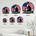 Fox metal sign size guide showing available square dimensions from 8 by 8 to 24 by 24 inches