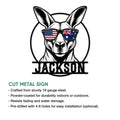 Kangaroo cut metal sign feature graphic showing the detailed animal artwork and indoor or outdoor display use