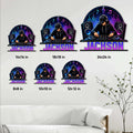 DJ metal sign size guide showing six available square dimensions from 8 by 8 to 24 by 24 inches
