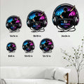 DJ metal sign size guide showing available square sizes from 8x8 inches through 24x24 inches