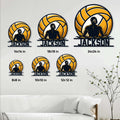 Water polo metal sign size guide showing available square sizes from 8 by 8 to 24 by 24 inches