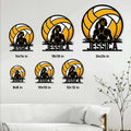 Water polo metal sign size guide showing six available square sizes from 8 by 8 to 24 by 24 inches