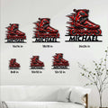 Inline skate metal sign shown in multiple size options for bedroom, game room, or skating decor