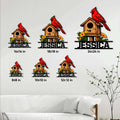 Cardinal birdhouse metal sign size guide showing six available square size options