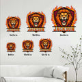 Lion metal sign size guide showing available square dimensions from 8 by 8 to 24 by 24 inches