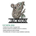 Koala cut metal sign feature graphic showing a eucalyptus tree design for indoor or outdoor decor