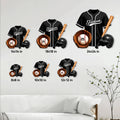 Baseball metal sign size guide showing six available square sizes from 8x8 to 24x24 inches