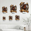 Cowboy metal sign size guide showing six available square sizes in a western horseshoe design