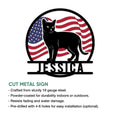 Burmese cat metal sign feature graphic showing the patriotic cat artwork and product presentation details