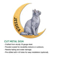 Burmese cat crescent moon metal sign shown as a shaped cut metal wall accent