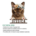 Burmese cat cut metal sign feature graphic showing the floral cat portrait in a decorative wall design