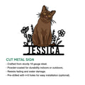 Burmese cat cut metal sign shown as a decorative cat lover wall accent