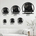 Scottish Fold cat metal sign size guide showing options from 8 by 8 to 24 by 24 inches