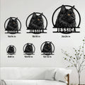 Norwegian Forest Cat metal sign shown in multiple size options on a living room wall for scale comparison