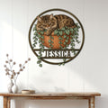 Norwegian Forest Cat wall decor displayed above a console table in a bright home entryway