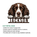 English Springer Spaniel metal sign feature graphic showing cut-metal construction and indoor or outdoor display use
