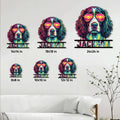 English Springer Spaniel metal sign size guide showing multiple available dimensions on a wall